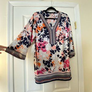 Embellished 3/4 Bell Sleeve V-Neck Tunic